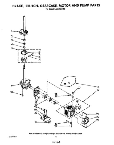Brake, clutch, gearcase, motor and pump