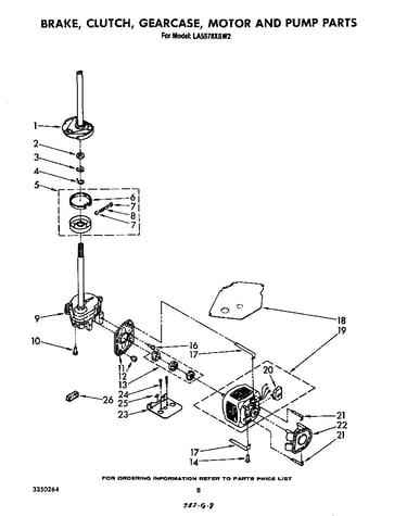 Brake, clutch, gearcase, motor and pump