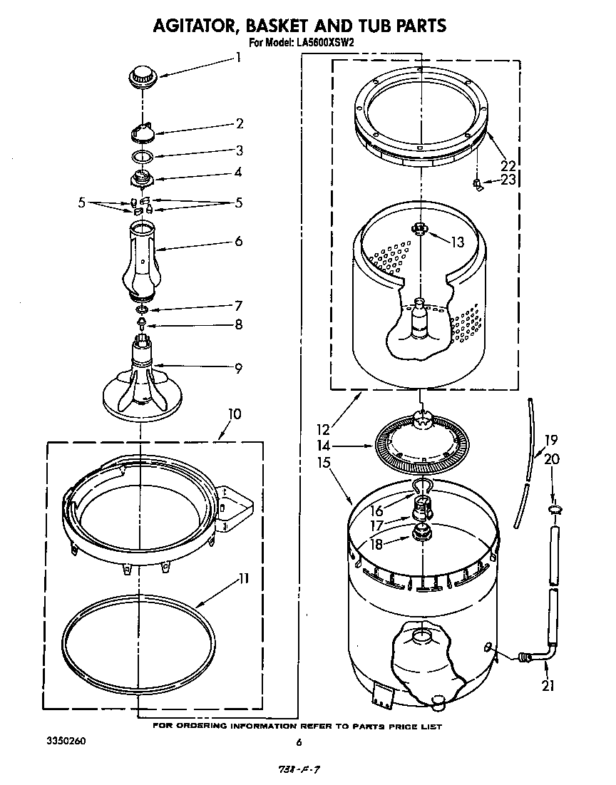 AGITATOR, BASKET AND TUB