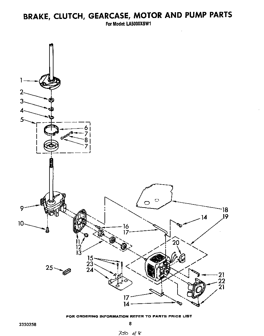 Brake, clutch, gearcase, motor and pump