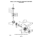 Whirlpool LA6040XTW0 brake, clutch, gearcase, motor and pump diagram