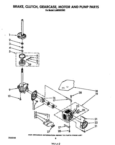 Brake, clutch, gearcase, motor and pump