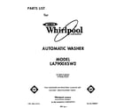 Whirlpool LA7900XSW2 front cover diagram