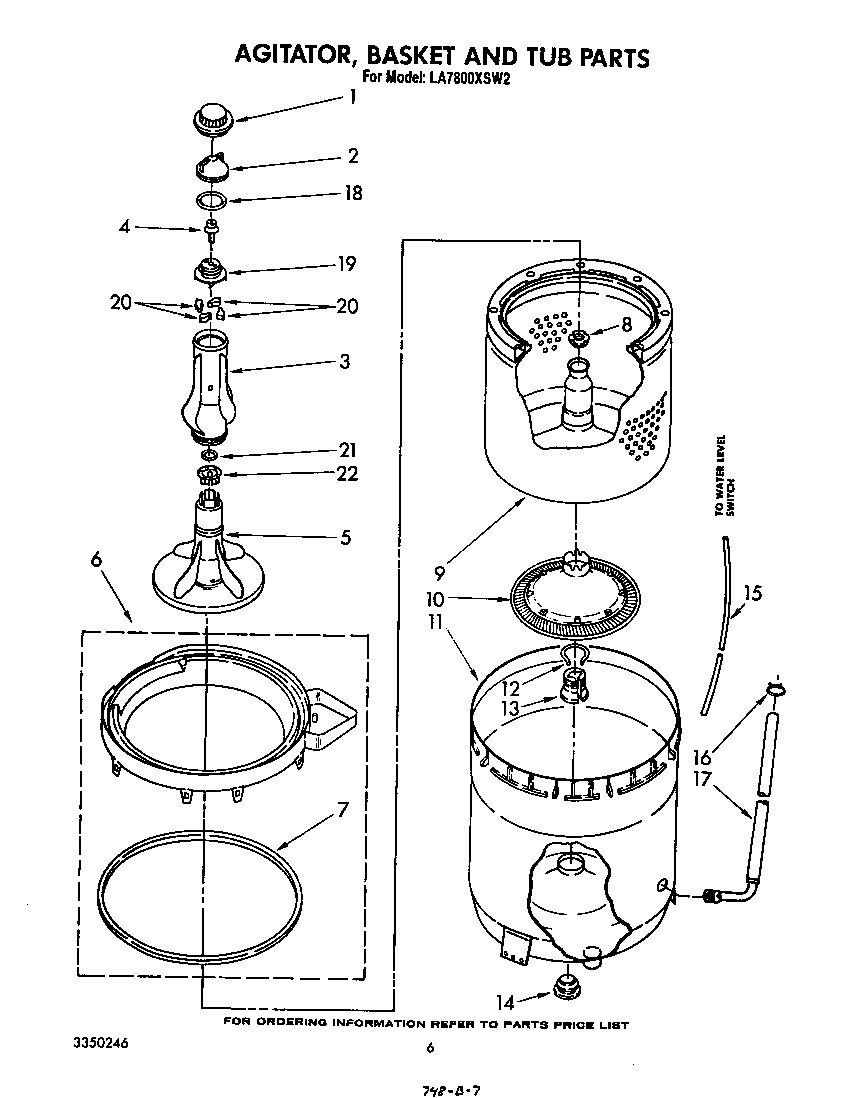 AGITATOR, BASKET AND TUB