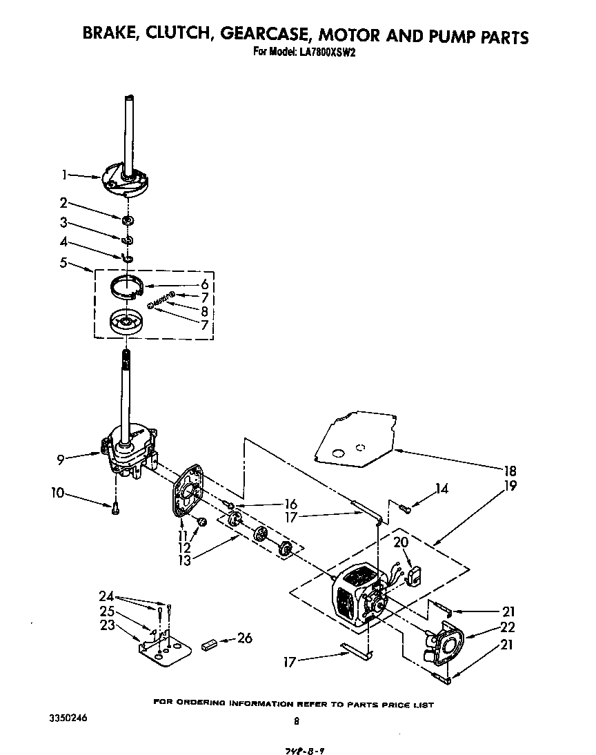 BRAKE, CLUTCH, GEARCASE, MOTOR AND PUMP