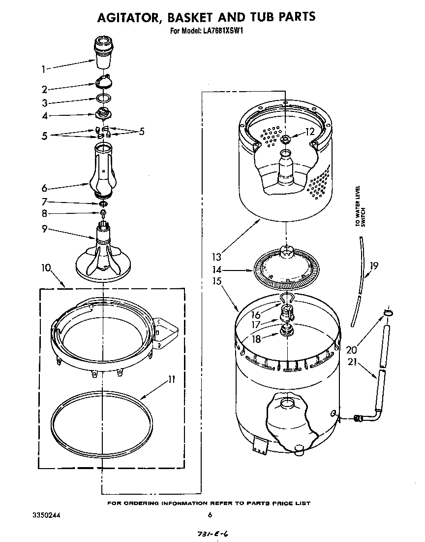 AGITATOR, BASKET AND TUB