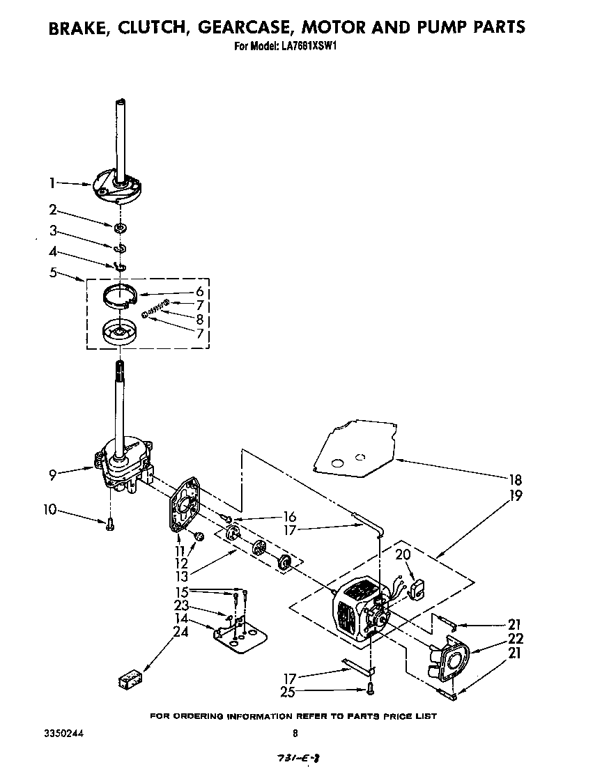 Brake, clutch, gearcase, motor and pump