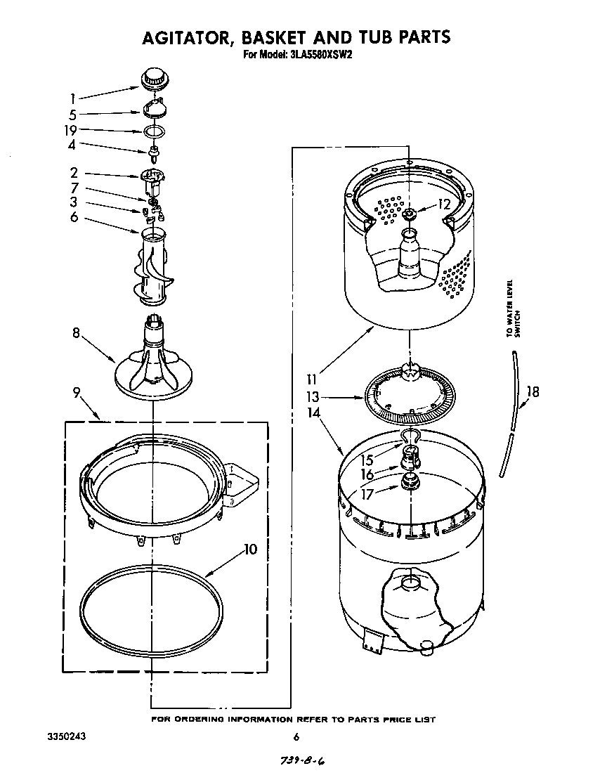 Agitator, basket and tub