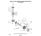 Whirlpool GLA5580XSW2 brake, clutch, gearcase, motor and pump diagram