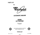 Whirlpool LA7780XSW0 front cover diagram