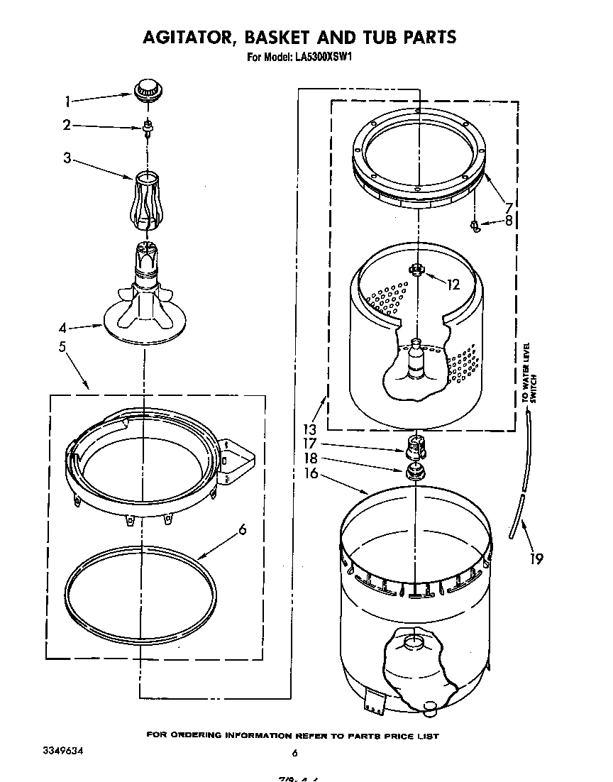 AGITATOR, BASKET AND TUB