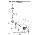 Whirlpool LA3400XSW1 brake, clutch, gearcase, motor and pump diagram