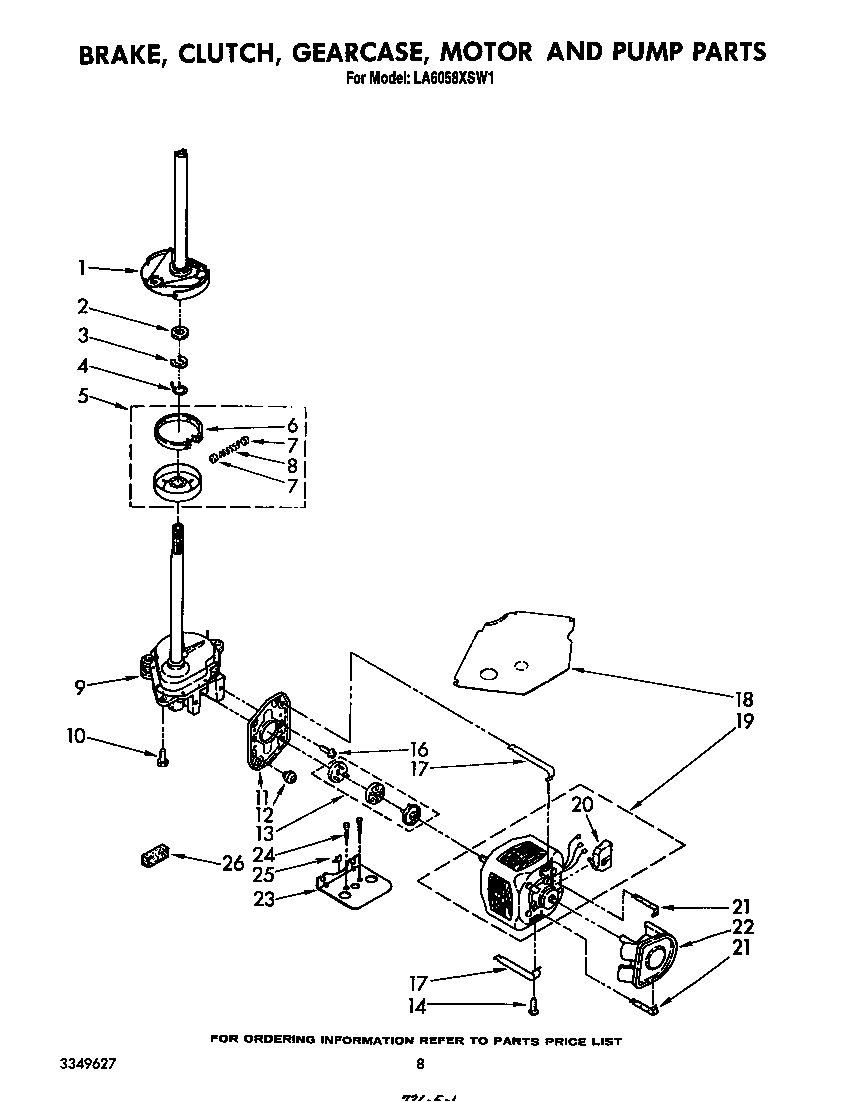 BRAKE, CLUTCH, GEARCASE, MOTOR AND PUMP