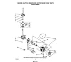 Whirlpool LA7680XSW1 brake, clutch, gearcase, motor, and pump diagram