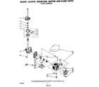 Whirlpool LA5668XSW1 brake, clutch, gearcase, motor and pump diagram