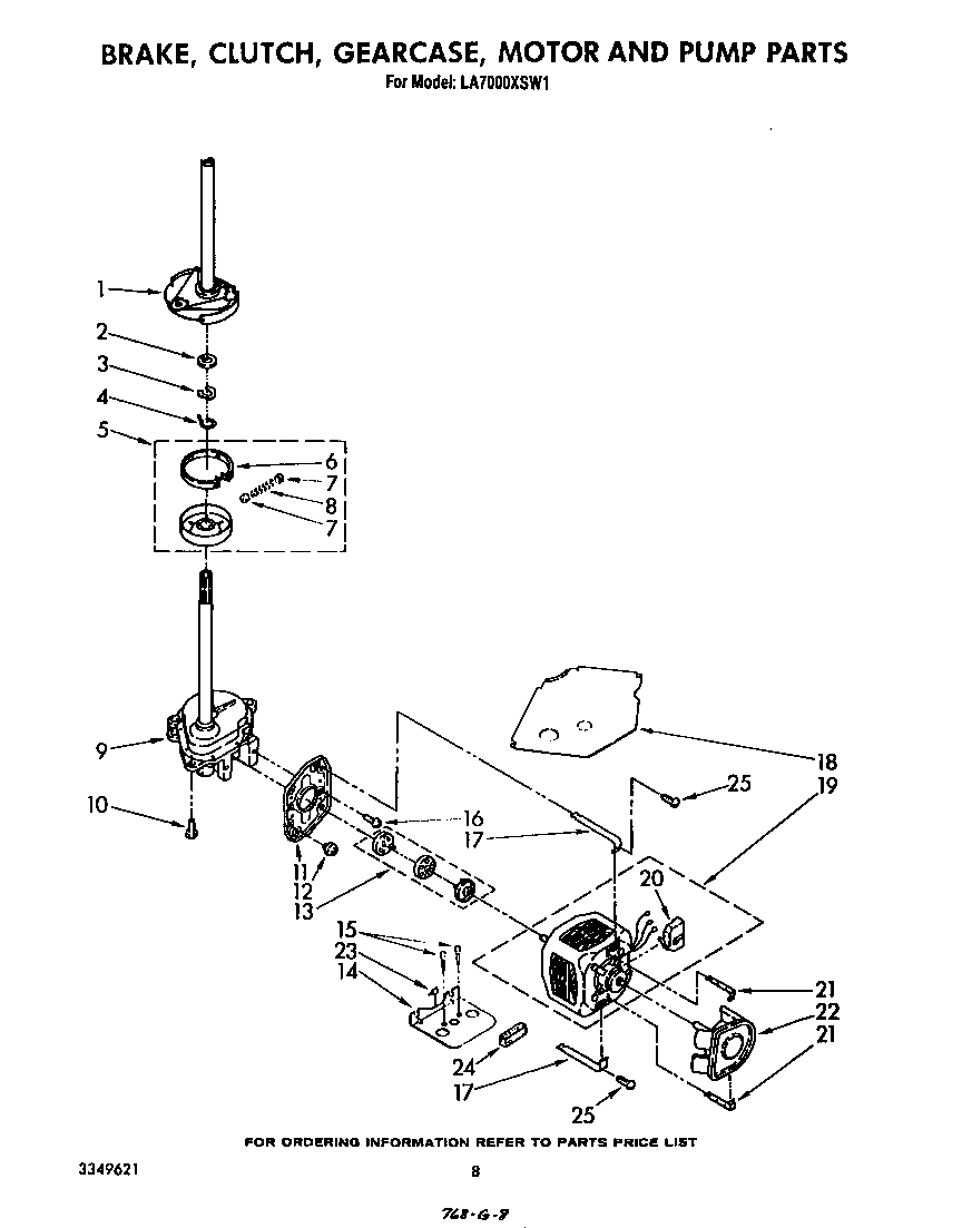 Brake, clutch, gearcase, motor and pump
