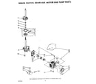 Whirlpool LA5578XSW1 brake, clutch, gearcase, motor and pump diagram