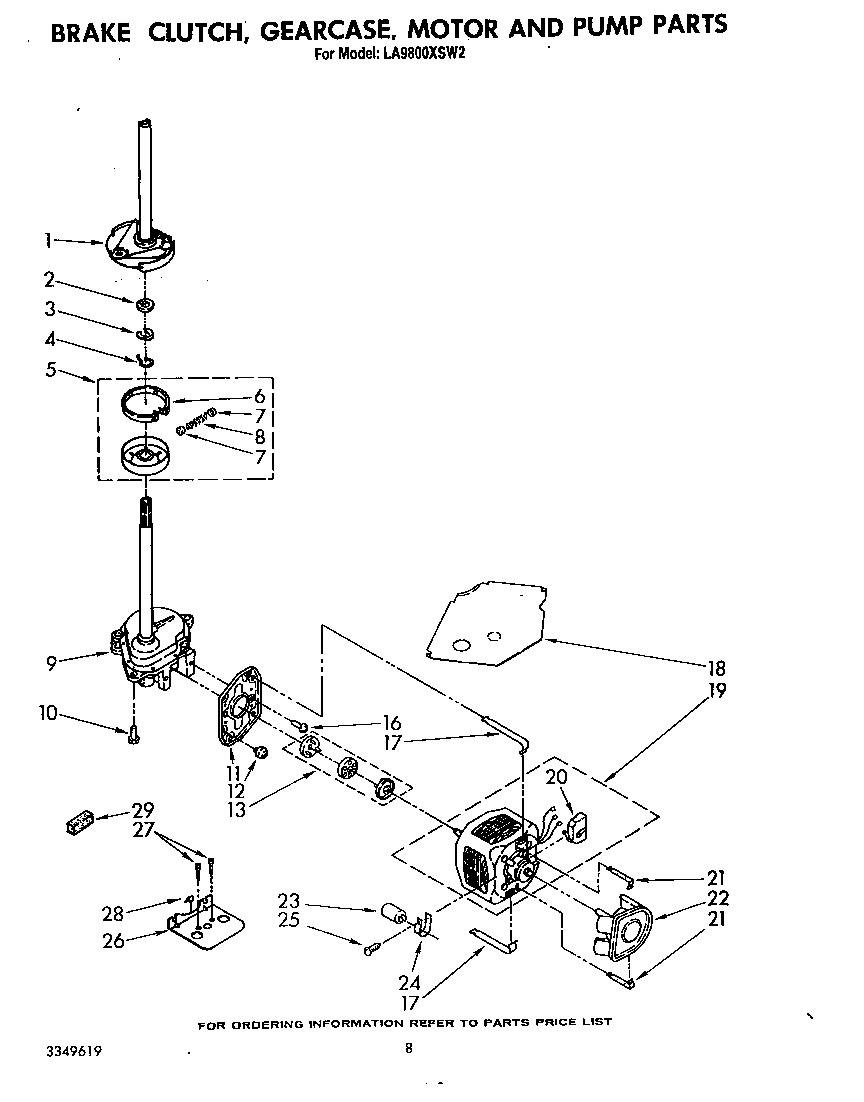 Brake, clutch, gearcase, motor and pump