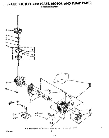 Brake, clutch, gearcase, motor and pump