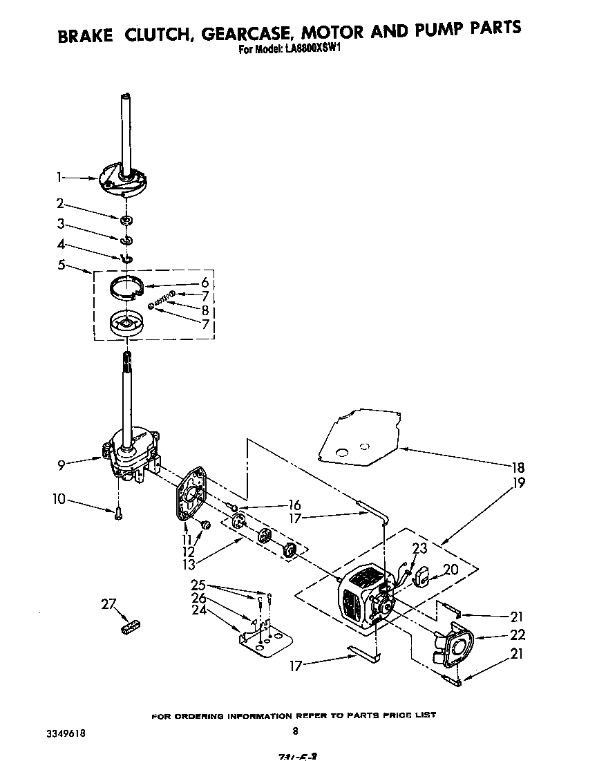 BRAKE, CLUTCH, GEARCASE, MOTOR AND PUMP