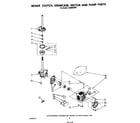 Whirlpool LA8800XSW1 brake, clutch, gearcase, motor and pump diagram