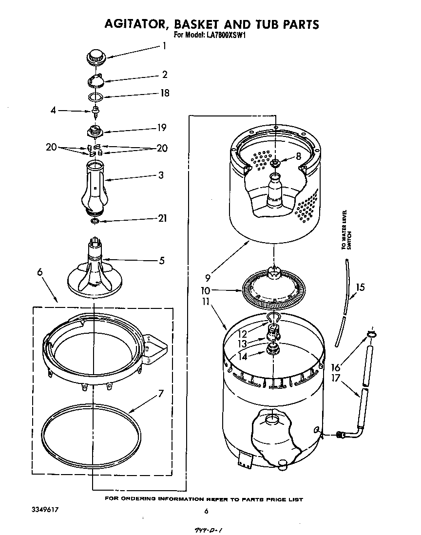 AGITATOR, BASKET AND TUB