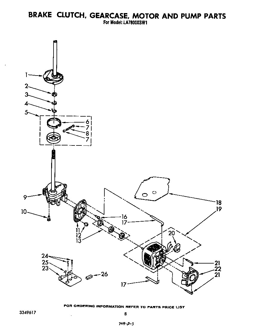 Brake, clutch, gearcase, motor and pump