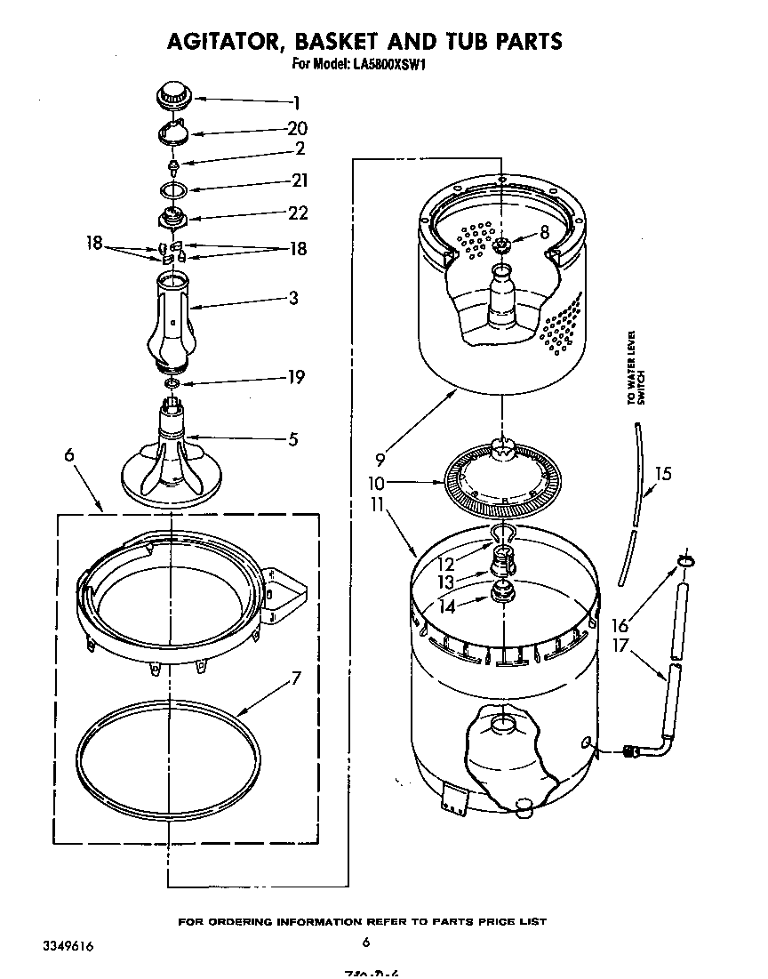 AGITATOR, BASKET AND TUB