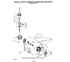 Whirlpool LA5800XSW1 brake, clutch, gearcase, motor and pump diagram