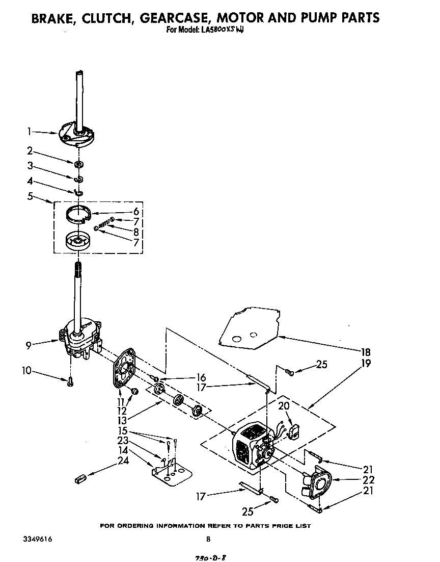 Brake, clutch, gearcase, motor and pump