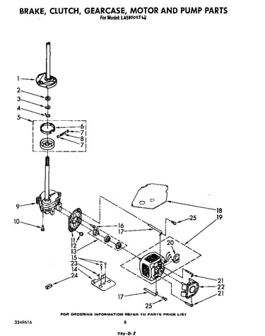 Brake, clutch, gearcase, motor and pump