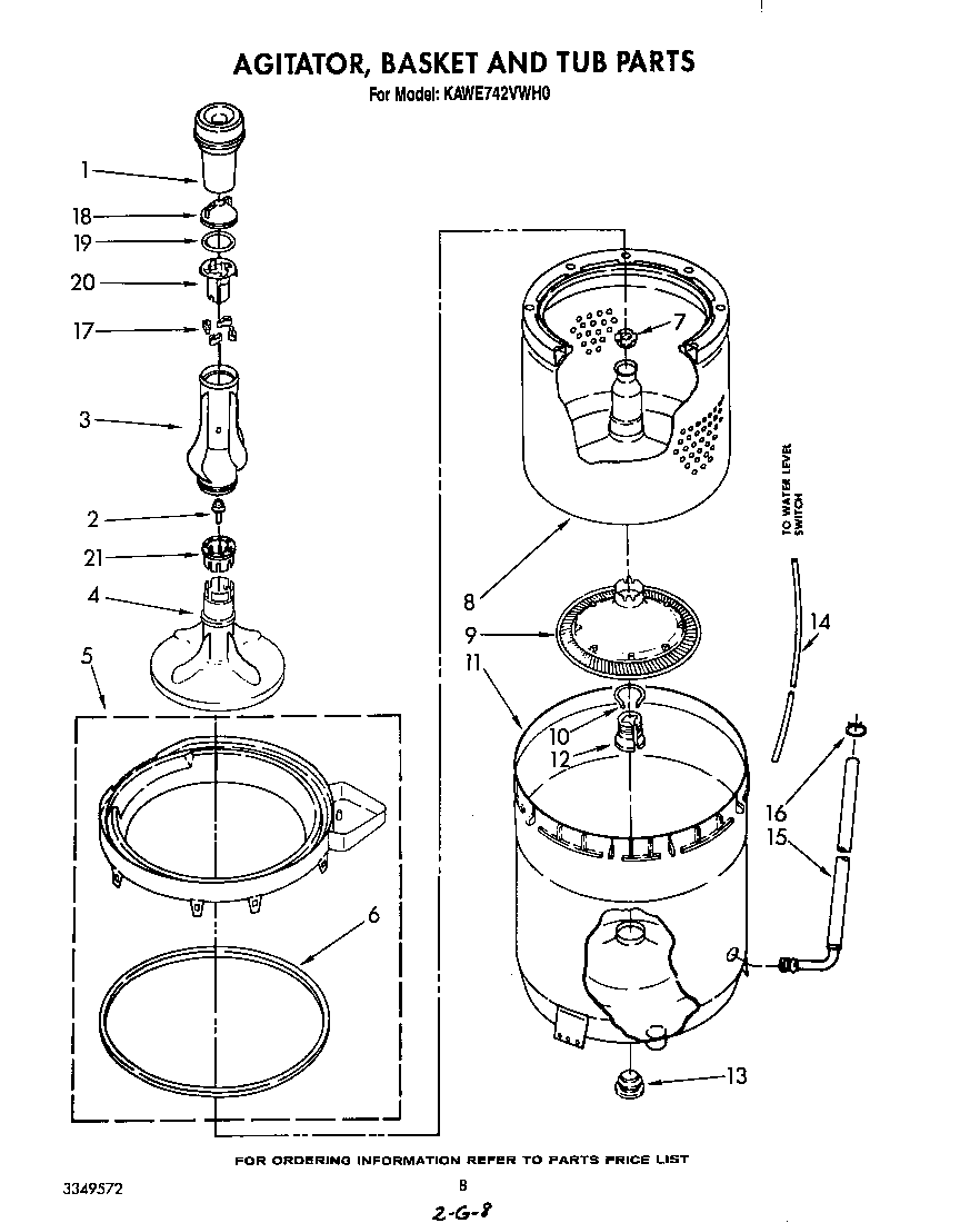Agitator, basket and tub