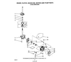 KitchenAid KAWE742VWH0 brake, clutch, gearcase, motor and pump diagram