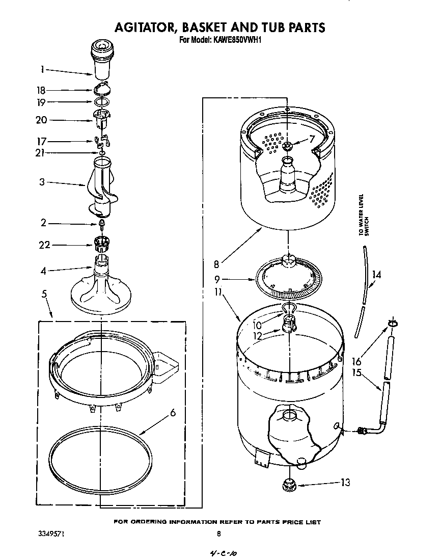 AGITATOR, BASKET AND TUB