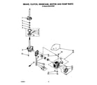 Whirlpool GCA2701XSW1 brake, clutch, gearcase, motor and pump diagram