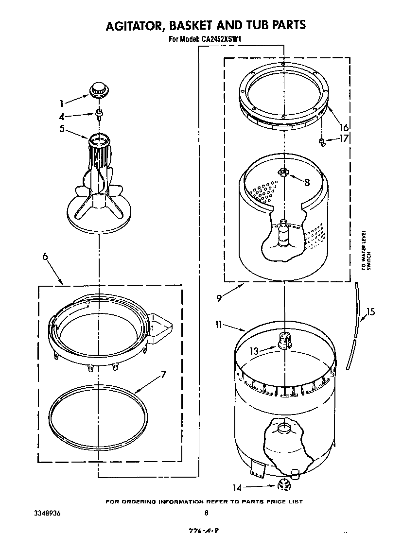 AGITATOR, BASKET AND TUB