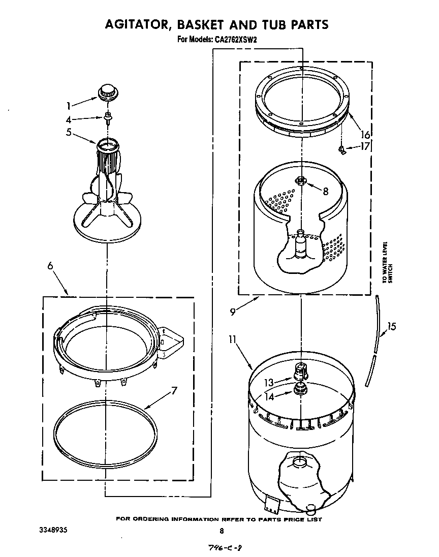 AGITATOR, BASKET AND TUB