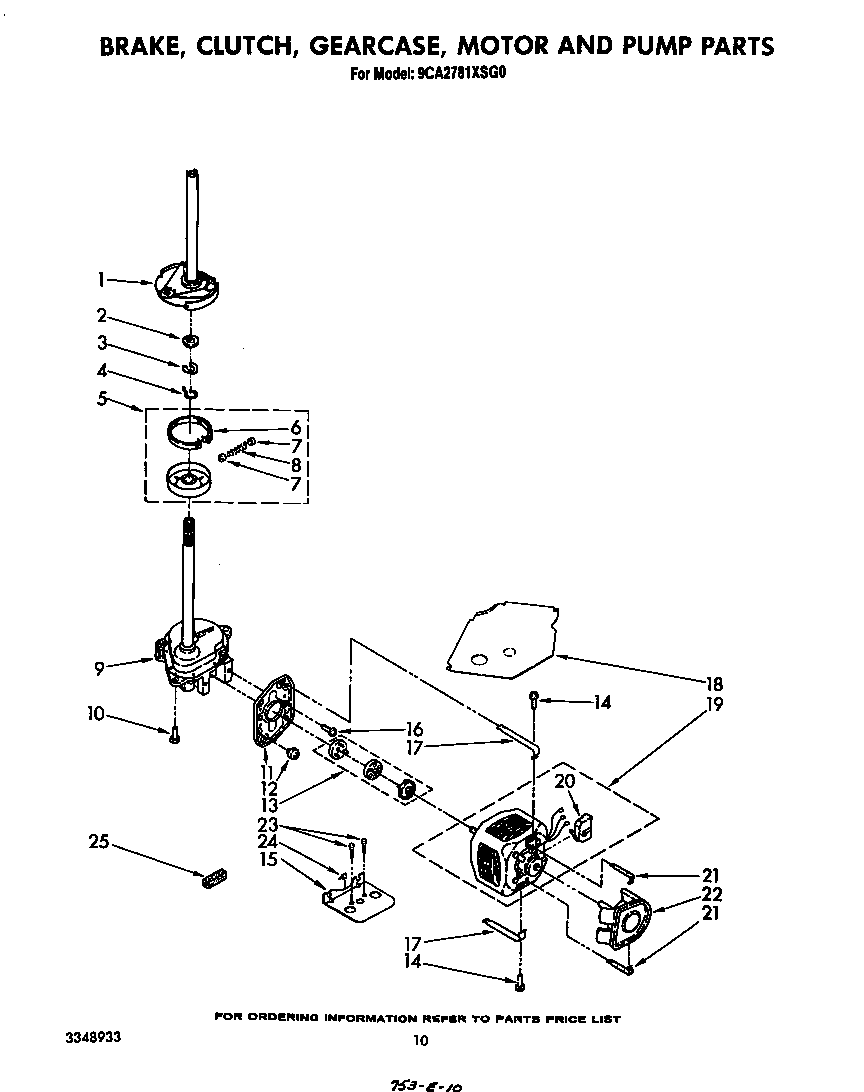 Brake, clutch, gearcase, motor and pump