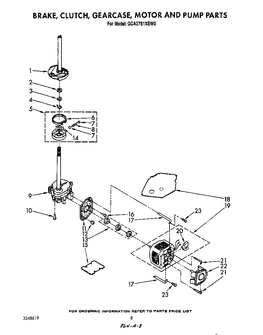 BRAKE, CLUTCH, GEARCASE, MOTOR AND PUMP