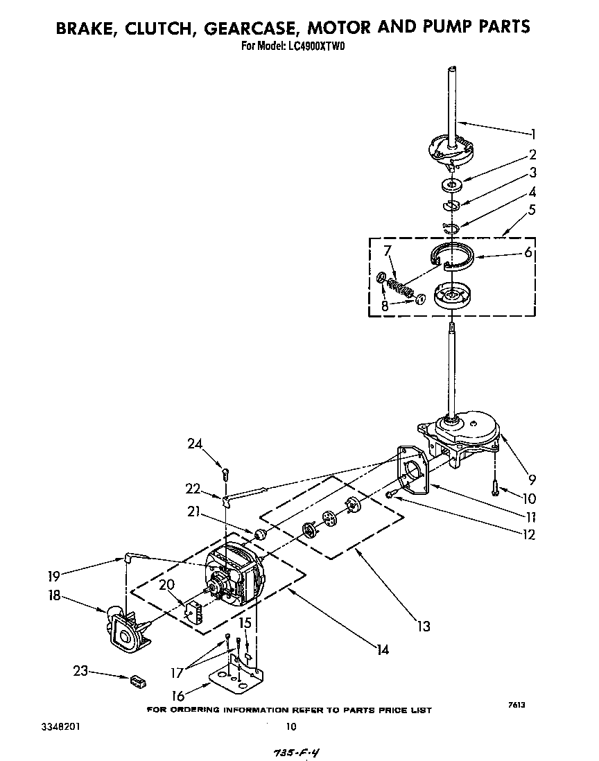 Brake, clutch, gearcase, motor and pump