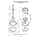 Whirlpool GLA5580XSW1 agitator, basket and tub diagram
