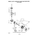 Whirlpool GLA5580XSW1 brake, clutch, gearcase, motor and pump diagram