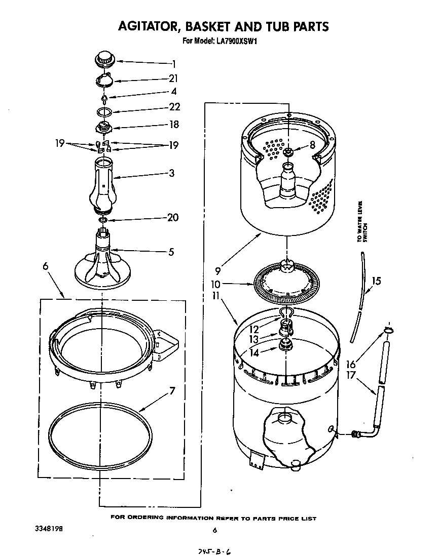 AGITATOR, BASKET AND TUB