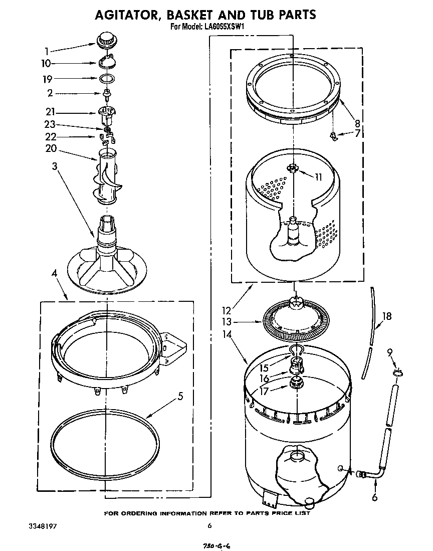 Agitator, basket and tub