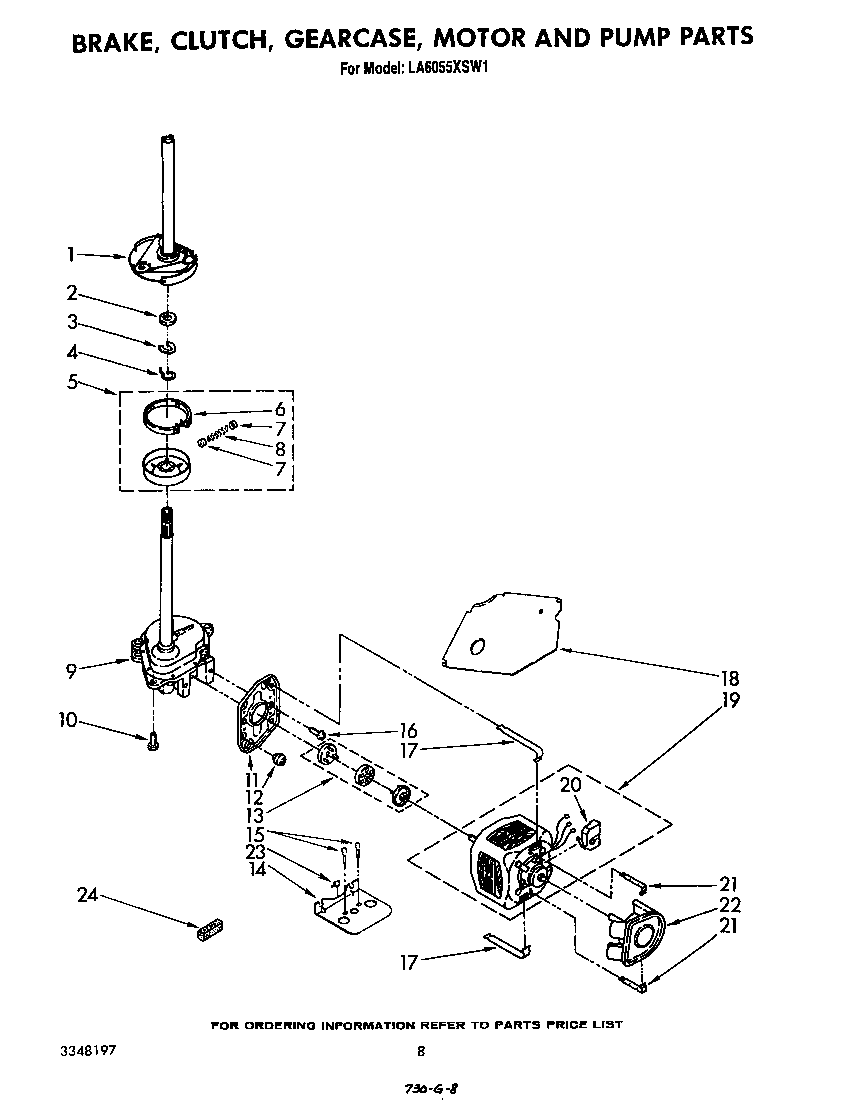 Brake, clutch, gearcase, motor and pump