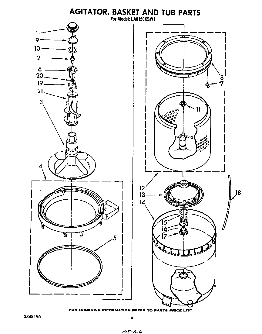 Agitator, basket and tub