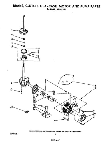 Brake, clutch, gearcase, motor and pump