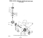 Whirlpool LA5530XSW1 brake, clutch, gearcase, motor and pump diagram