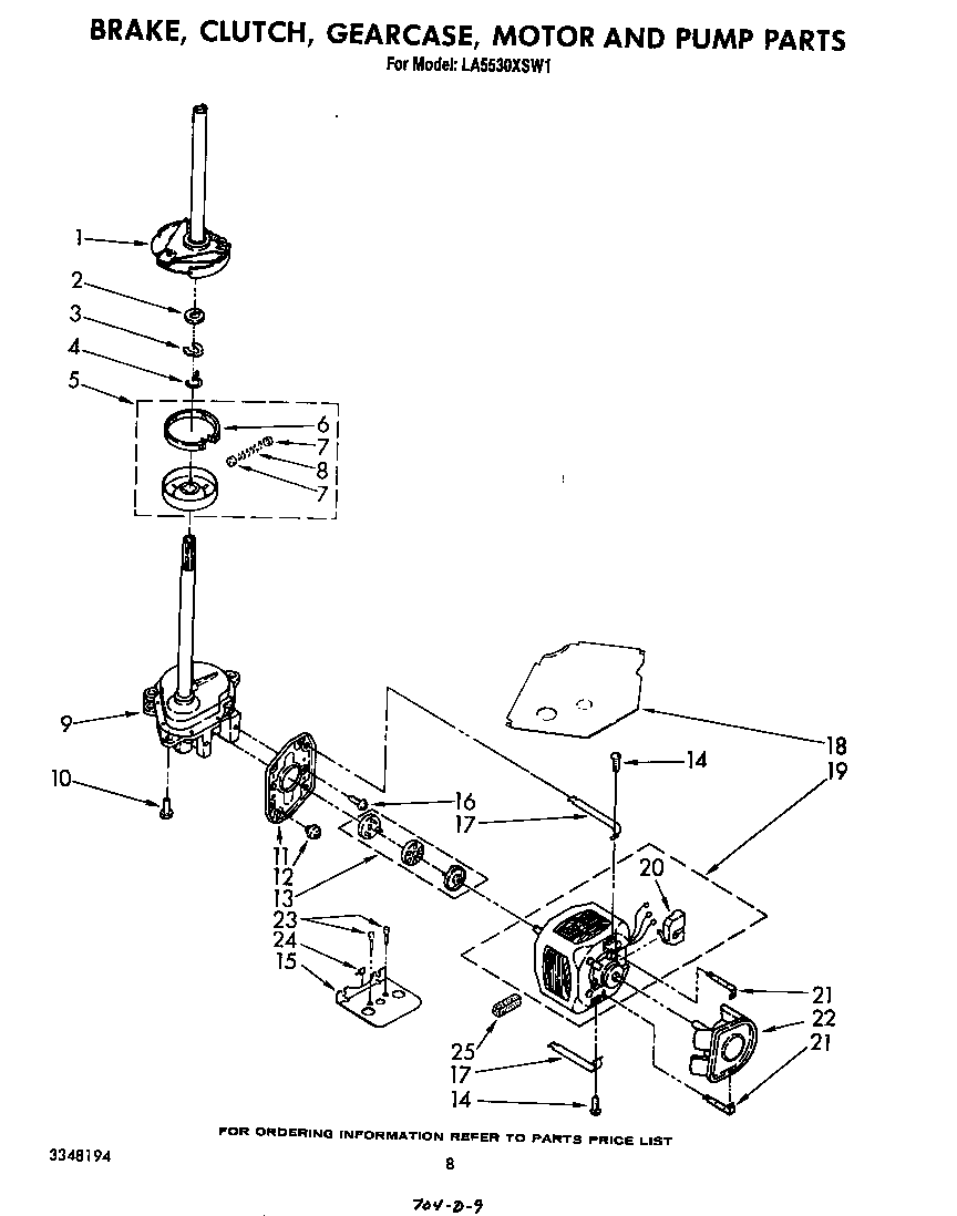 Brake, clutch, gearcase, motor and pump