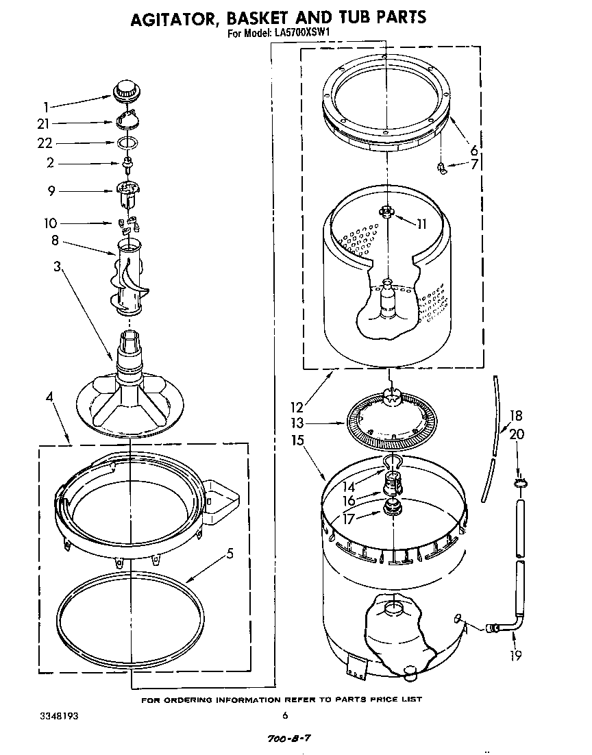 Agitator, basket and tub